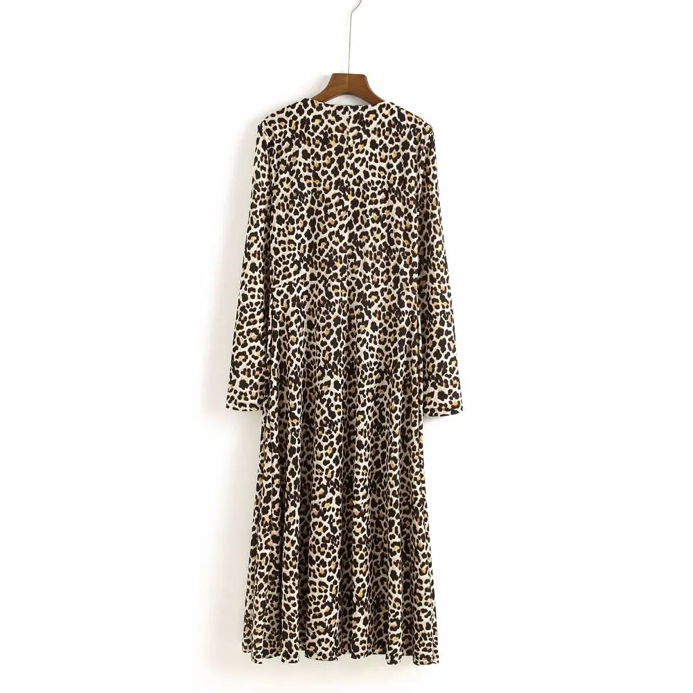 2019 весна za Для женщин leopard платье с принтом для девочек животных es vestidos течет