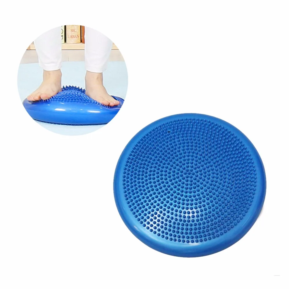 1X Yoga Massage Woabble Stability Balance Disc Inflatable Cushion Mat Ball Wheel Pad with Pump