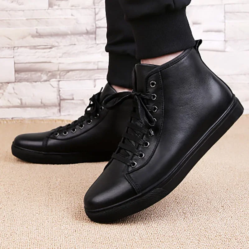 2018 Taille Casual Bottes Cuir Masorini Hommes Plus Ww Grande Mode Cheville Véritable Fur black Automne Chaussures 647 Hiver 48 Homme 37 En d0qwxZq