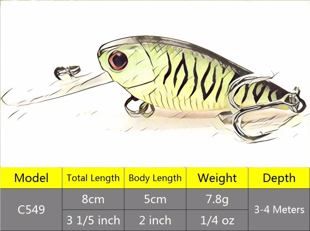 WLure 7 г 5 см легкий глубоководный дайвер 3-4 м плотный и быстрый воблер эпоксидное покрытие тройные Крючки кренкбейт приманка C549