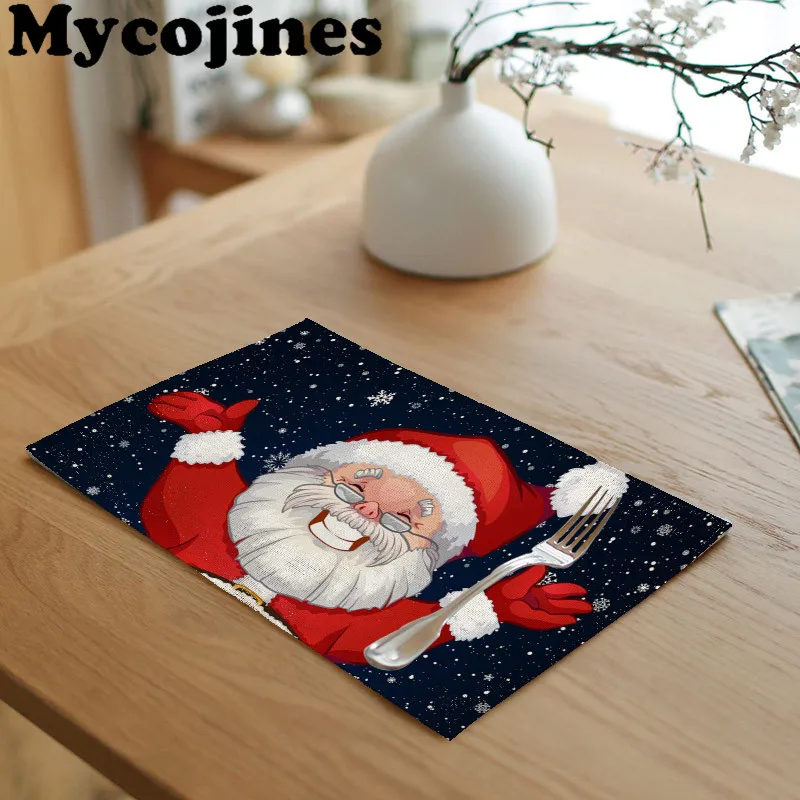 

Hot Sale Merry Christmas Tablecloth Santa Claus Cat Dog Restaurant Living Room Decoration Napkin Wedding Gift Linen Table Flag