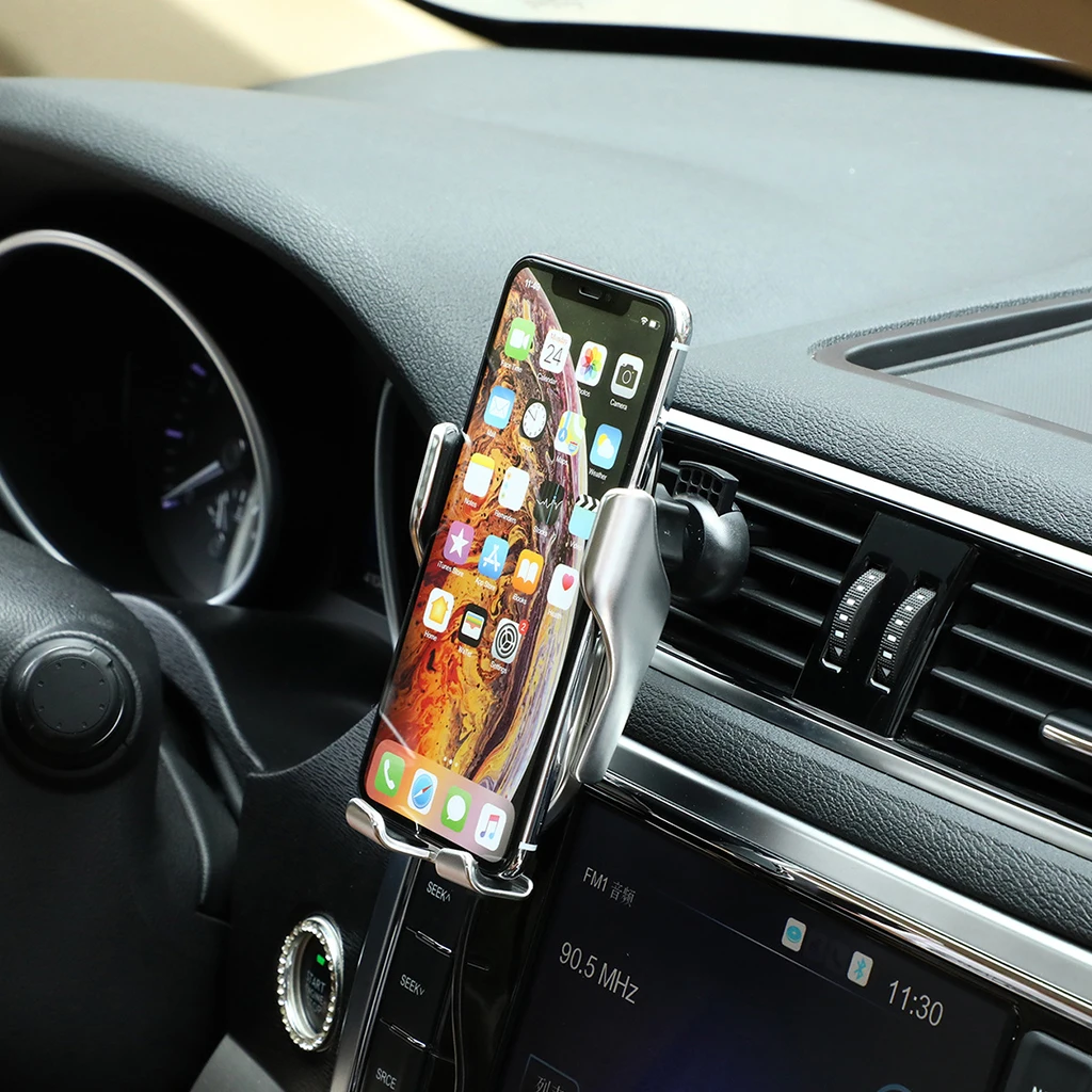 Автоматический зажим беспроводное автомобильное зарядное устройство вентиляционное отверстие держатель телефона 360 градусов вращение зарядное устройство подставка для iPhone samsung Xiaomi huawei
