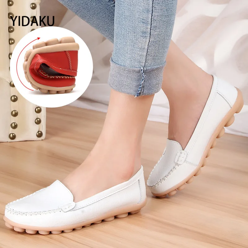 

YIDAKU Fashion Summer Soft Bottom Women Casual Shoes Genuine Leather Platform Sandal Shoes Woman Flat Shoes Breathable