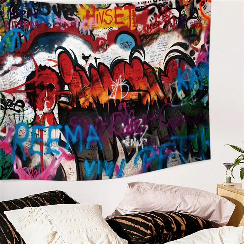

Graffiti Home Furnishing Tapestry Wall Hanging Sandy Beach Picnic Throw Rug Blanket Camping Tent Travel Sleeping Pad 230*150cm