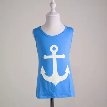 

Family suit Wholesale Kids mother factory price multi color children toddler anchor tee top girl boys sleeveless t-shirt