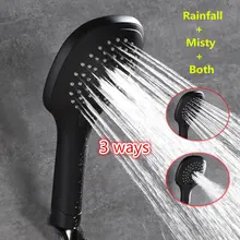 ABS Пластик 3 функции гибкие высокого давления дождя и туман смешивания ручной душ матовый черный ванная комната стороны провести душ голова