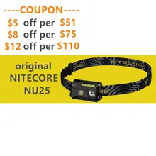 NITECORE NU25 тройной выход налобный фонарь тройной выход USB Перезаряжаемый и светильник вес 360 люменов обновление NU10 NU20 NU30 NU05