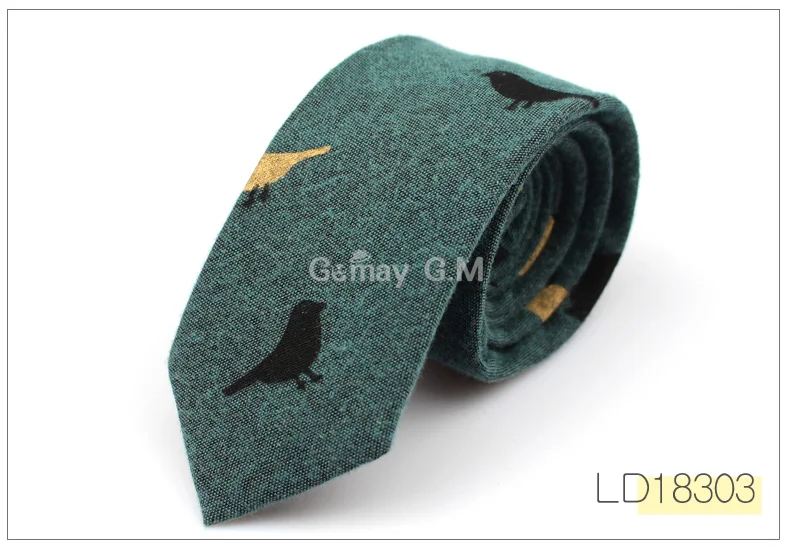 LD18303 Fashion Ties for Men Cotton Narrow Tie Skinny Cravat Neckties for Winter Men Party Skinny Tie Casual Printed Neck Ties Neckwear - Цвет: LD18303