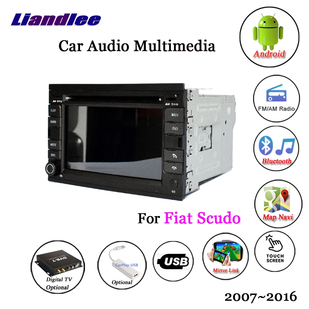 Best Liandlee Android 8 UP For Fiat Scudo 2007~2016 Stereo Car Radio Carplay Camera USB Wifi BT CD DVD GPS Map Navi Navigation System 2