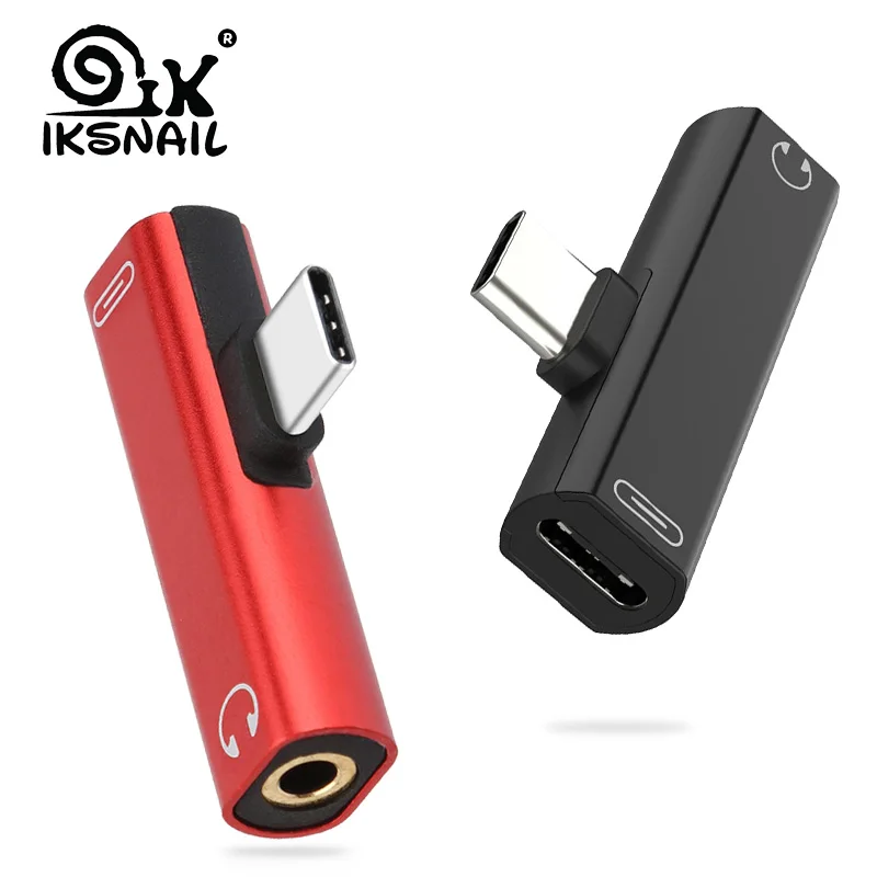 IKSNAIL 2 в 1 Тип C до 3 5 мм разъем для наушников зарядный преобразователь USB Type-C аудио