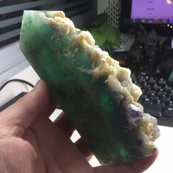 

#NFD6-572g Crystals Fluorite Crystal Point Self Standing Tower- Terminated Generator Faceted Healing Wand! Obelisk Specimen