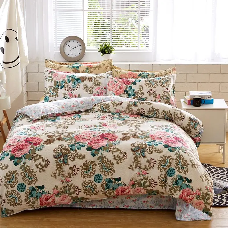 

bedding sets cotton set Reactive Printing hot sale comforter bed set Queen full size 4 pcs