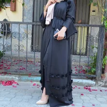 Мусульманский цветок Длинные платья кардиган «абайя» кимоно длинный халат Платья Туника Jubah Ближний Восток Рамадан Арабский исламский молитва одежда