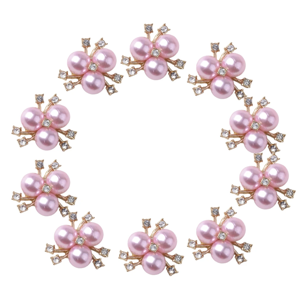 20pcs Rhinestone Crystal Button Pearl Flatback Brooch Decor Wedding Embellishment Fashion Charms Earrings Ornaments Mixed Color