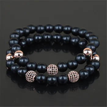 

wholesale New design charm rose gold microscope beads men bracelet natural 8mm matte grind stone beads women bracelet as a gift