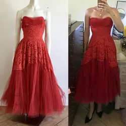 Красное Кружевное свободное платье без бретелек длиной до колена Cotillion Formals Tulle Full Skirt пикантное платье для выпускного вечернее платье 2019