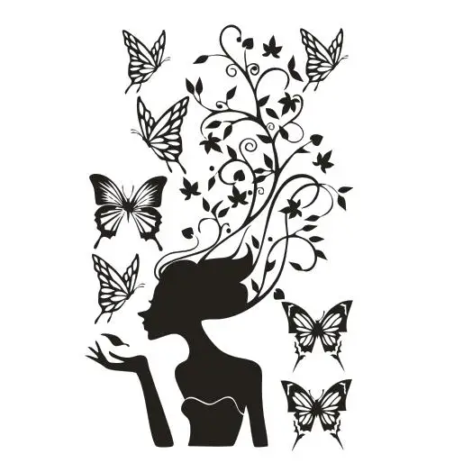 

New Fashion Girl Vinyl Wall Decal Girl Butterfly Flower Mural Wall Sticker Nail Beauty Hair Shop Decal Bedroom Wall Decoration