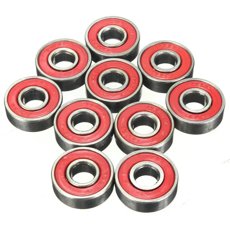 Mayitr 10pcs/set 608zz Rolling Skateboard Longboard Wheel Durable Skate Bearings Roller ABEC-7 Set Red Titanium