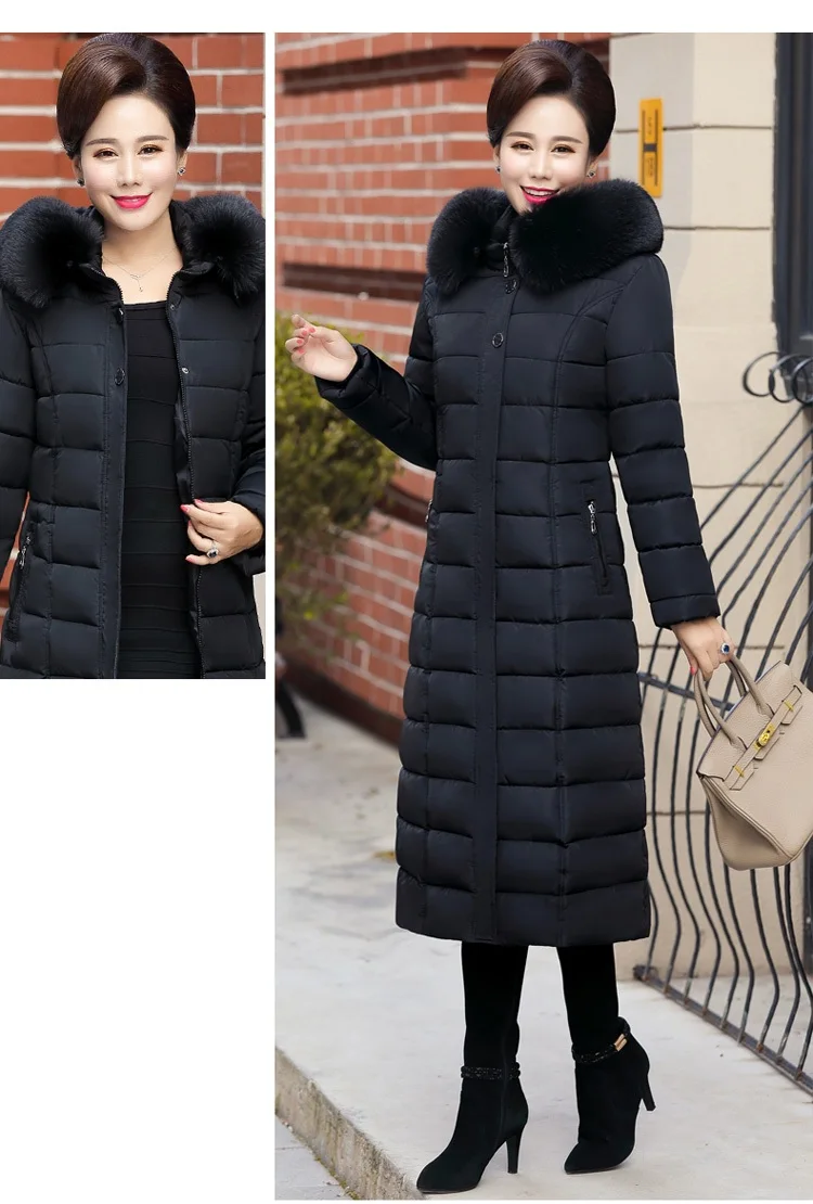 Зимняя женская хлопковая куртка со съемным капюшоном для женщин среднего возраста, парка, теплая Толстая Длинная Верхняя одежда большого размера, женское хлопковое Пальто 5XL