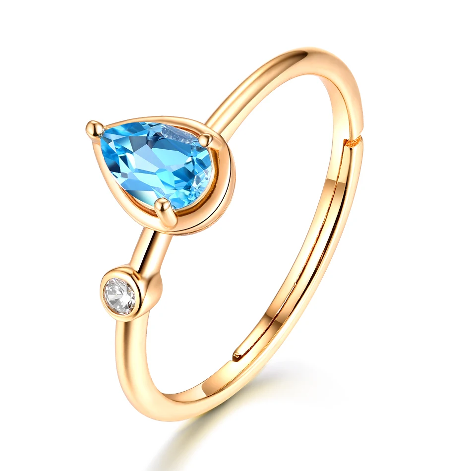 ALLNOEL Solid 925 Sterling Silver Gold Ring For Women 100% Natural Blue Topaz Heart Gemstone Stacking Rings Luxury DIY Jewelries (2)