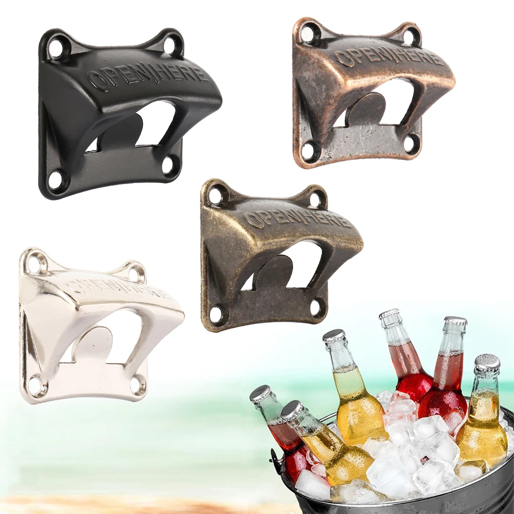 

Vintage Bronze Wall Mounted Opener Wine For Beer Soda Glass Cap Bottle Opener Kitchen accessories supplies Bar Gift Zinc Alloy