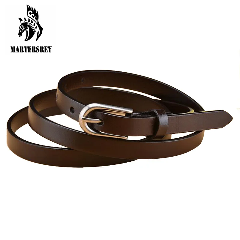 Metal Buckle Thin Casual Belt For Women Cowskin Leather Belt Female