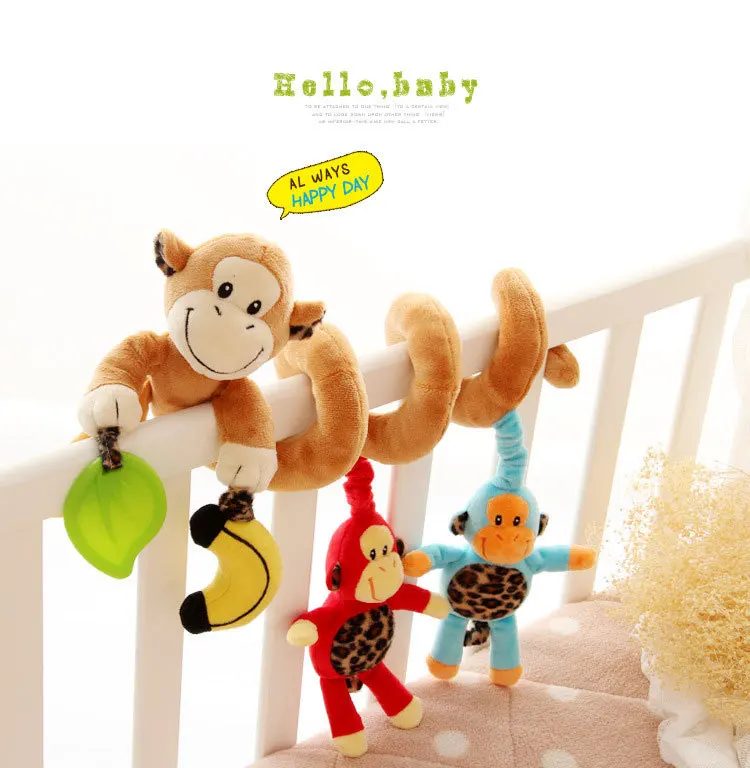 

Big 80cm Baby Crib bed revolves Rattles Doll Ring Bell Circles Cute Cartoon Infant Stroller Toy Plush Newborn
