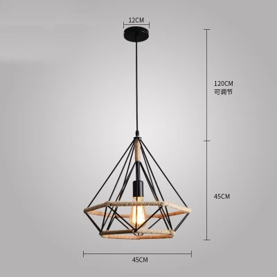 Подвесные светильники в американском ретро стиле, креативные железные подвесные светильники с алмазной пеньковой веревкой для магазина одежды, бара, ресторана, гостиной, кафе - Цвет корпуса: Big