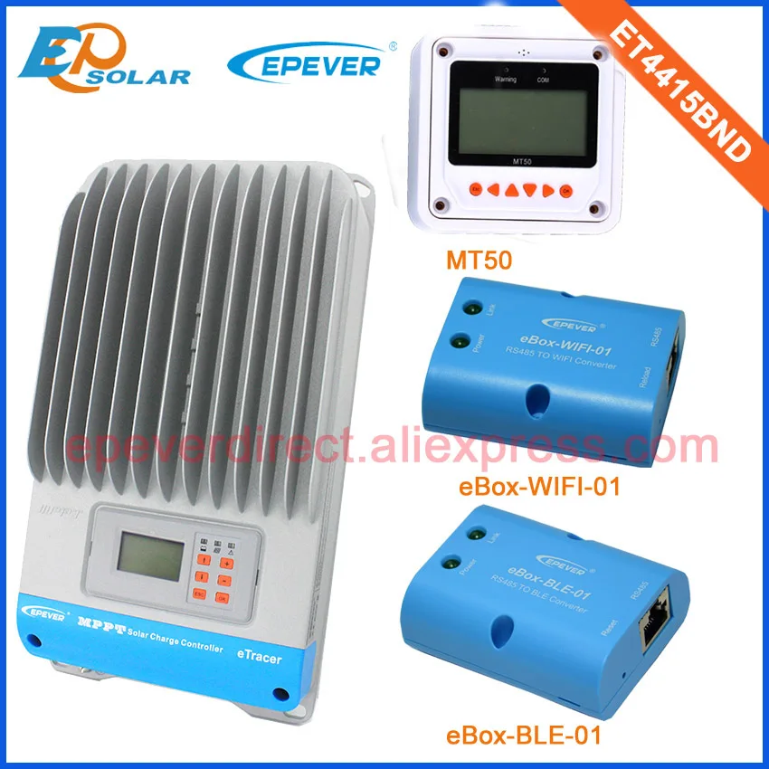 Белый цвет MT50 дистанционный измеритель контроллер 45A 45Amp солнечной энергии Зарядка MPPT ET4415BND с функцией Wi-Fi коробка - Цвет: MT50 BLE and wifi