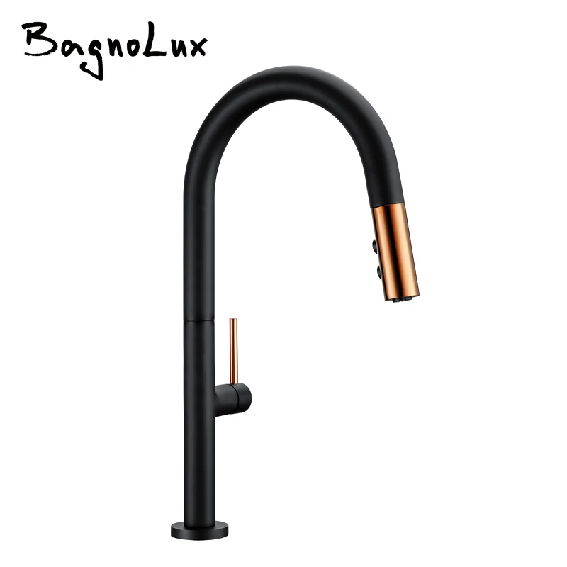  Swivel Pull Down Kitchen Faucet Black / Rose Rinse Laundry Sink Mixer Tap Spring Wholesale Premium  - 33023609721