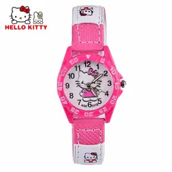 Hello kitty милые розовые часы для девочек студенческие дети кварцевый резиновый ремешок для часов популярные Мультяшные часы Relogio Feminino женские