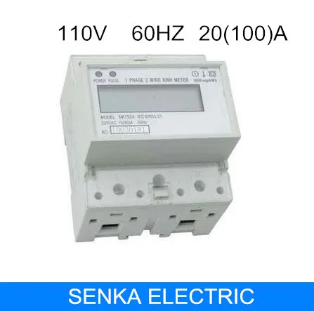 

20(100)A 110V 60HZ single phase din rail kwh meter digital LCD display energy monitor hot selling watt hour meter
