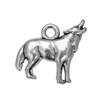 

RAINXTAR Fashion Alloy Antique Silver Color Wolf Animal Charms 50pcs 15*15mm AAC446