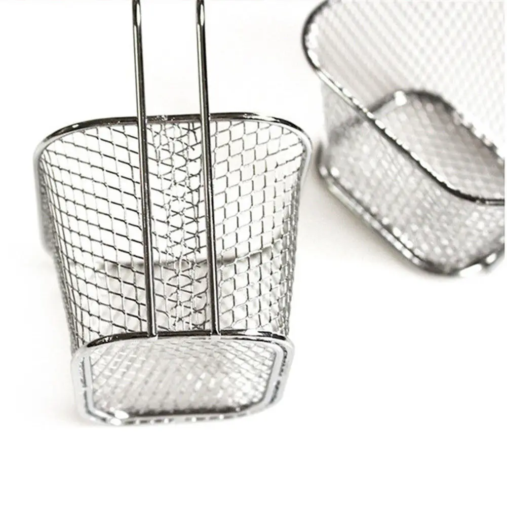 Mini French Deep Fryers Basket Net Mesh Fries Chip Kitchen Tool Stainless Steel Fryer Home Mini French Fries Baskets Strainer