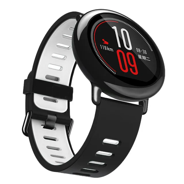 22 мм спортивный силиконовый ремешок для Xiaomi Huami Amazfit Bip BIT PACE Lite Молодежные умные часы сменный ремешок умные часы - Цвет: Black Inner White