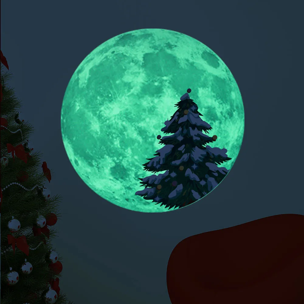 KAKUDER Рождественская Наклейка на стену светящаяся Луна 3D олень для детской комнаты светится в темноте спальня флуоресцентная Луна наклейка 43. Oct.11