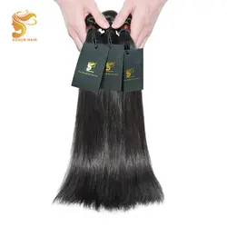AOSUN волосы перуанский прямые волосы расширение 100% человеческих волос пучков 1/3 шт машина двухместный уток природных Цвет пучки волос
