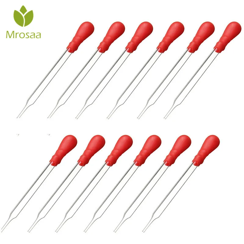 Newest 12Pcs Clear Glass Pipette Pipet Dropper With Red Rubber Cap For