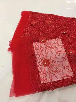 

Good looking african grey lace fabric wholesale cheap price french net lace fabric with stones and beads for dress