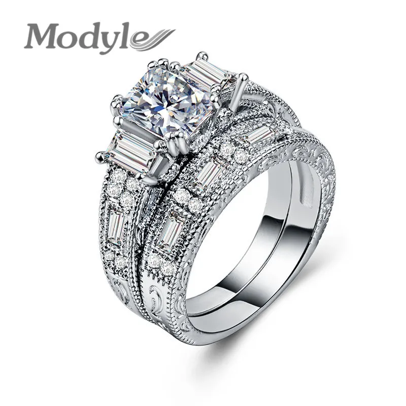 

Modyle New Brand Womens Jewelry Vintage Ring Wedding Engagement Women Rings Bijoux Ring Set