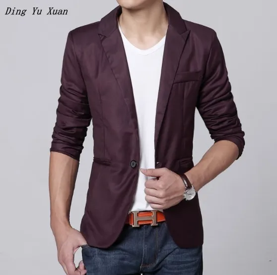 Korean Style Mens Casual Blazer Men Autumn Slim Fit Dress Suit Jacket for Men Pink Black Blue Grey Burgundy Formal Blazer Hombre