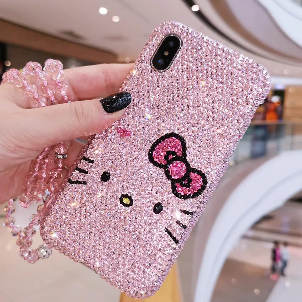 Роскошный блестящий чехол с бантом и котом для iPhone XS max бриллиантами iphone 8plus 8 6 6S plus