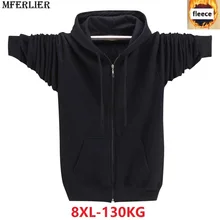 Мужская толстовка флисовый Свитшот теплый большой размер 6XL 7XL 8XL молния Паркур осень зима толстовки с капюшоном серый пальто черный