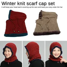 Женские мужские шапки, шарфы для женщин, мужские шапки шотландская шапочка с защитой теплые зимние трикотажные изделия вязанные шарф и шапка в комплекте
