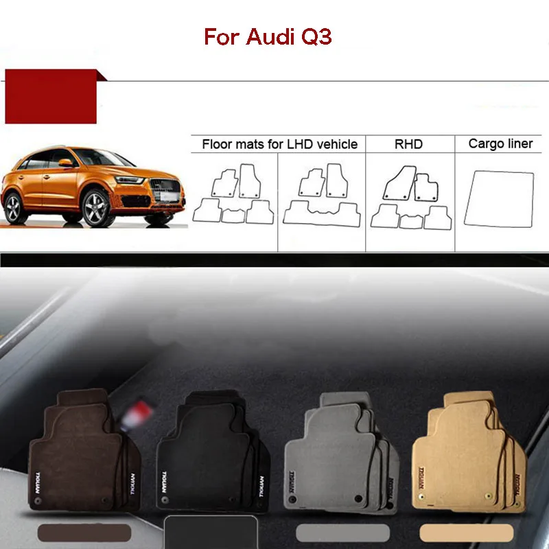 

5pcs 1/2"Thick Solid Nylon Interior Floor Carpet Mats For Audi Q3