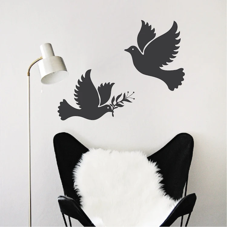 Pegatinas de pared de vinilo de paloma de la paz, calcomanía de pájaros de la libertad, decoración de sala de estar, papel tapiz, autoadhesivo, tatuaje Mural, SA791