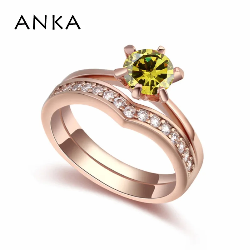 

ANKA new vintage gold color ring sets princess cut white CZ cubic zirconia fashion engagement jewelry rings gift for women 18716