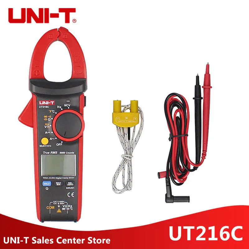 

UNI-T UT216C 600A Frequency Capacitance Temperature&NCV Test Digital Clamp Meters True RMS Test AC DC Auto Range Multimeters