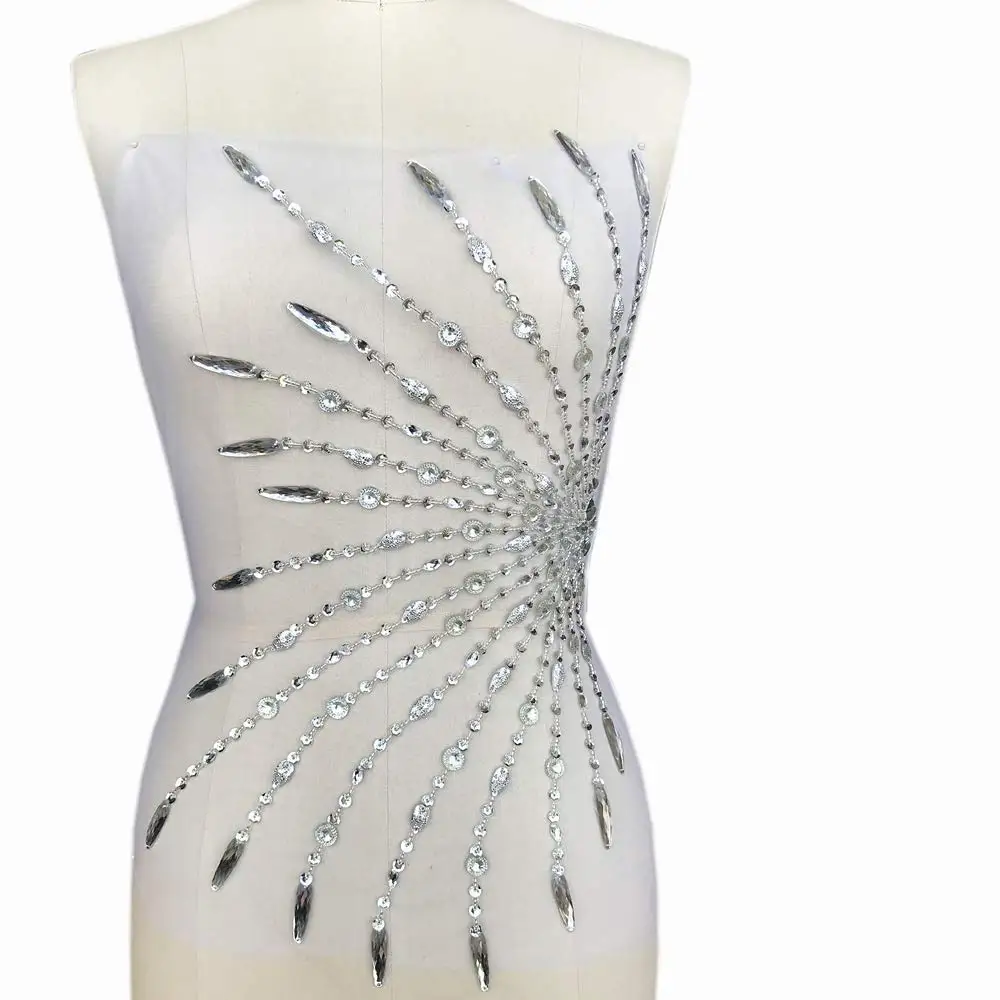 Buy SExy 25x47cm Sew on SIlver Sequin Rhinestones