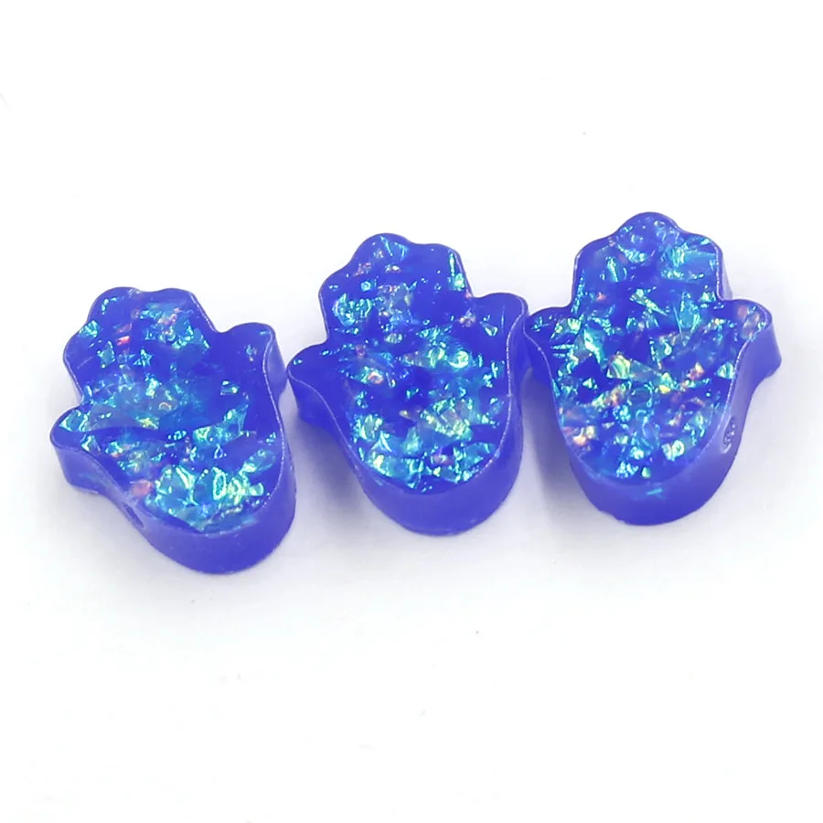 Fnixtar искусственный опал рука свободный размер отверстия бусин 1,8 мм Фатима бусины для ожерелья и браслета DIY 12*14 мм 20 шт./лот - Окраска металла: 6 blue